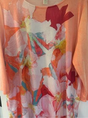 Zenergy Coral Floral Print Tunic Top